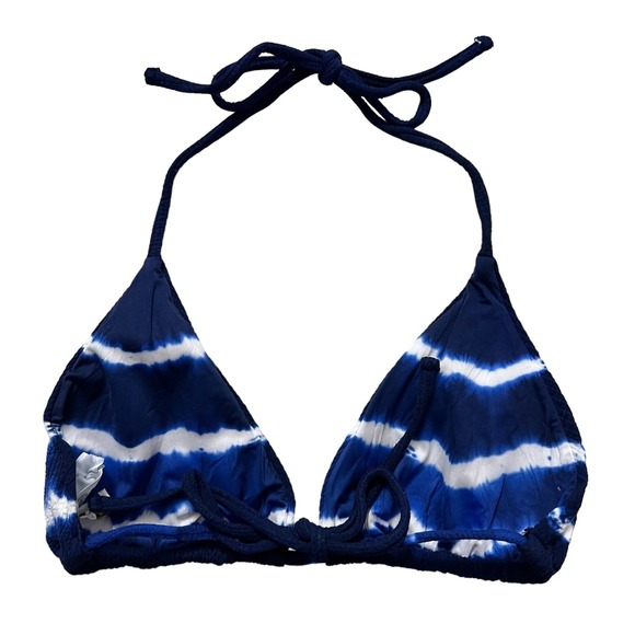 Becca Ionic Triangle Swim Bikini Top Tie Dye Navy Size L - Picture 3 of 3
